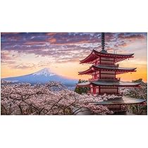 Amazon｜富士山 桜 五重の塔 日本製 ウォールステッカー 壁紙 旅行 