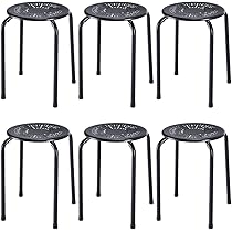 スタッキングスツール パイプ椅子　6脚セット 黒 Amazon.co.jp: 丸スツール 6脚 スタッキングスツール オフィス