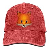 大人 デニム キャップ狐 絵文字 大人気 ダンスの帽子 レジャー・キャップ クール 紫外線対策 日よけ 小顔効果 プリント付き 無地 レッド