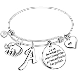Nimteve Initial Charm Bracelet Elephant Charm Bracelet Gifts for Women Girls Inspirational Bangle 26 Letters Alphabet Bracele