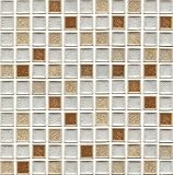 ガラス貫入モザイクタイル （ブラウンホワイト25mm角）　小口出荷【１シート】