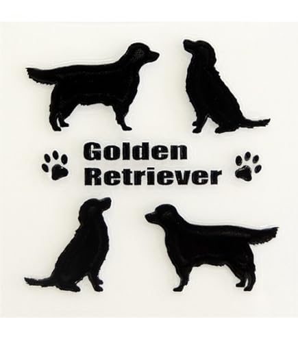 Amazon.co.jp: 蒔絵シール DOG 「ゴールデンレトリバー（お座り） 黒
