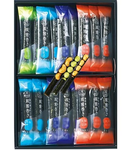 Amazon.co.jp: 海苔菓子 風雅巻き詰合せ 5種類27本入(FC-9(N)) : 食品