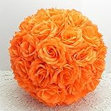 Bingirlオレンジ15 40 CM 5 9 15 7シルクローズPomander花Kissingボールウェディングパーティーオレンジ25 cm 9.8 "