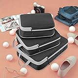 ACMETOP 旅行便利圧縮バッグ 圧縮トラベルポーチ ファスナー圧縮で衣類スペース58％節約 衣類仕分け 防水 軽量 出張 旅行 便利グッズ 大容量 3個セット (ブラック)