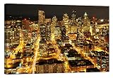 ペイントonキャンバス。グローin theダーク壁アート印刷。Noエネルギー使用 – Citylights ( 35.4 X 23.6インチ) 24 x 16 inch ゴールド EL-CVS-2X3