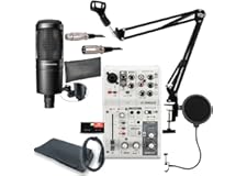 YAMAHA / AG03MK2 WHITE AT2020 PCユーザー向け 配信/DTMセット -AT2020コンデンサーマイク、3mマイクケーブル、ポップブロッカー、アームスタンド、AUXケーブル、便利なスリーブバッグ-