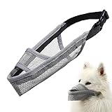 MUYYIKA 犬 口輪 犬用マズル メッシュマスク 拾い食い 防止 かじり防止 噛み防止 (グレー XS)