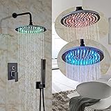 10 " LEDカラーオイルはブロンズシャワー蛇口シャワーセット降雨シャワーヘッド+ハンドシャワースプレー
