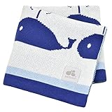 Just Born Jacquard Sweater Blanket, Whales by Just Born