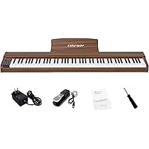 電子ピアノ　88鍵盤　木目調ボディ　給電タイプ　ウォールナット Amazon | KIMFBAY 電子ピアノ 88鍵盤 卓上 木製 電子 ピアノ 88