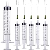 TOUFEIYUAN シリンジ5枚10ml 注射器、補修用注射器、液体測定シリンジツール個別に密封された、キャップ付きの鈍い針。科学実験室、給餌ペット、猫 犬投薬器 給水器、インク注入、オイルまたは接着剤アプリケーター用