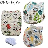 Ohbabyka3点セット おむつカバー+おむつライナー 布おむつ ベビー 布オムツ おむつ 新生児用 新生児用品 サイズ調節可 洗濯可能 漏れしにくい パンツ フリーサイズ 通気性良い 保育園 入園