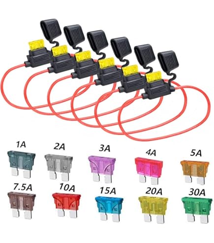 6pcs Inline Fuse Holder 12V, 12 AWG Waterproof Fuse Holder With 66 Pcs Standard Car Fuses (2A/3A/5A/7.5A/10A/15A/20A/25A/30A/35A/40A, In Line Fuse