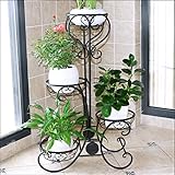 フラワーラックのバルコニーの鉄のリビングルームマルチ階のフラワーポット屋内の植物ラックのポットは落ちやすいです ( 色 : ブラック )