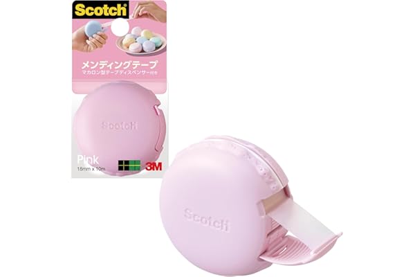 3M スコッチ メンディングテープ マカロン型 テープディスペンサー ピンク 810 MCR-PK 18mm×30m