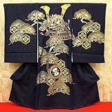 【金通し・兜・松・濃紺】 男児　初着　祝着 のしめ 産着 男の子のお宮参り着物 高級 フードセットプレゼント付