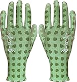 g-style 【ガーデニング用手袋】 PUキュート (リーフ柄) グリーン M 10双セット