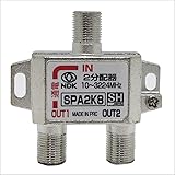 二幸電気工業 アンテナ分配器 2分配 (4K 8K BS CS CATV 地デジ) 屋内用 一端子電流通過型 SHマーク付 (SPA2K8) (1端子通電2分配器)