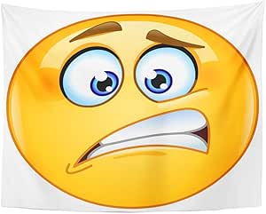 Amazon Co Jp Varyhomeタペストリー絵文字oops顔文字nervousキュートホームインテリア壁吊り用リビングルームベッドルーム寮 60 X 80 パープル ホーム キッチン