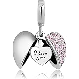 Lifequeen 925スターリングシルバー I Love You ハート オープンチャーム ダングルクリスタルチャームビーズ ブレスレット用