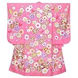 七五三 7歳 着物 女の子 刺繍入り絵羽柄 女の子の着物 正絹「ピンク 桜と鈴」KNSG319