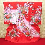 【まりと牡丹・熨斗・蝶・赤】 女児　初着　祝着 のしめ 産着 女の子のお宮参り着物