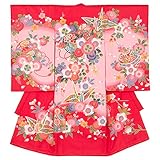 女の子初着 お宮参り着物 ポリエステル 赤 鼓に折鶴