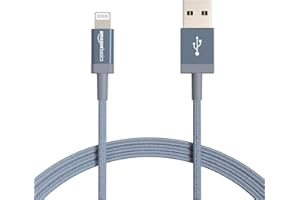 Amazonベーシック USB-A -ライトニングケーブル ナイロン iPhone充電 Apple MFi認証 iPhone 13/13 Pro/12/SE(第2世代)/iPad 各種対応(ダークグレー 1.8m 2本セット)