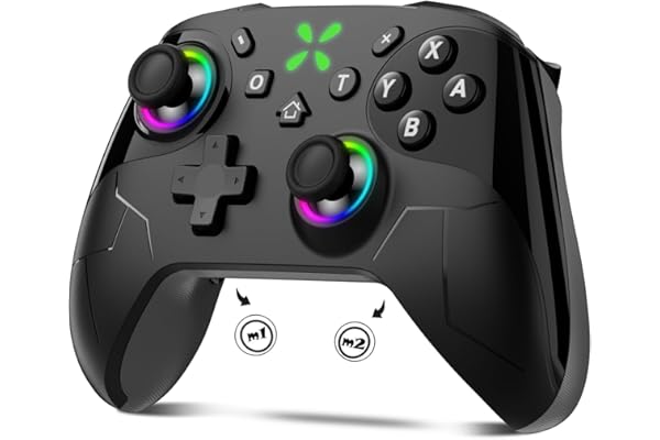 Switch2 コントローラー【2025年金賞 Switch1/2代対応】Onefun スイッチ コントローラー 9色RGBライト 大容量1000mAh Bluetooth無線接続 背面ボタン付き マクロ機能 Turbo自動連射機能 4階段HD振動 6軸ジャイロセンサー搭載 20時間連続使用 高耐久ボタン プロコン Switch全世代に対応 Android/IOS/PCにも対応 日本語取扱説明書 ブラックグレー