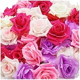 AQ-Terre バラ 造花 ウエディング ローズ 花のみ 薔薇 ブーケ ブライダル ハンドメイド (b. 100個セット, 01. プリンセスカラー)