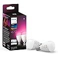 フィリップスヒュー(Philips Hue) Philips Hue スマート電球 E17 40W フルカラー 2個 セット - フィリップスヒュー LEDライト スマートライト アレクサ対応 照明 470lm マルチカラー 1600万色 電球色 昼