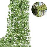 Uarter人工フェイクプラスチックウェディングアイビーVine Hanging植物花Greenery葉ツリー花輪ガーデンキッチンホーム装飾、12pcs