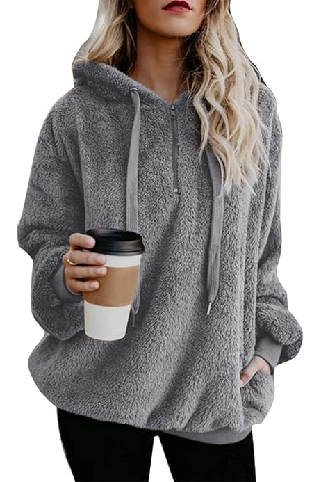 Yanekop Womens Sherpa Pullover Fuzzy 