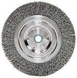 Weiler 2325 Vortec Pro Medium Face Bench Grinder Wheel, 6', 0.14' Crimped Steel Wire Fill, 5/8'-1/2'