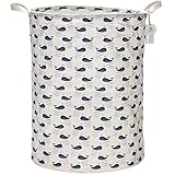 Sea Team 21.7 Oversize Linen & Cotton Fabric Folding Nursery Laundry Hamper Bucket Cylindric Burlap 
