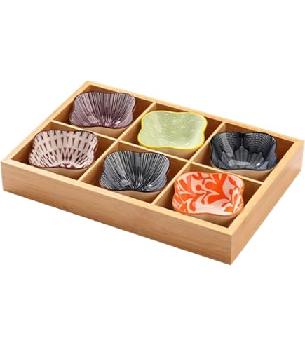Amazon｜豆皿 小皿 セット 陶器 食器 寿司皿 セット仕切りトレー 木製