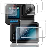 【2+2+2枚セット】 対応 Gopro Hero 11 / Hero 10 / Hero 9 Black ガラスフィルム + カメラフィルム 【メイン画面用2枚 + サブ画面用2枚 + LED保護フィルム2枚】 日本旭硝子 硬度9H 対応 Gopr