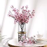 HO2NLE 4PCS Artificial Flowers Branches Faux Silk Cherry Blossoms Stem Floral for Home Garden Restrant Hotel Parties Wedding 