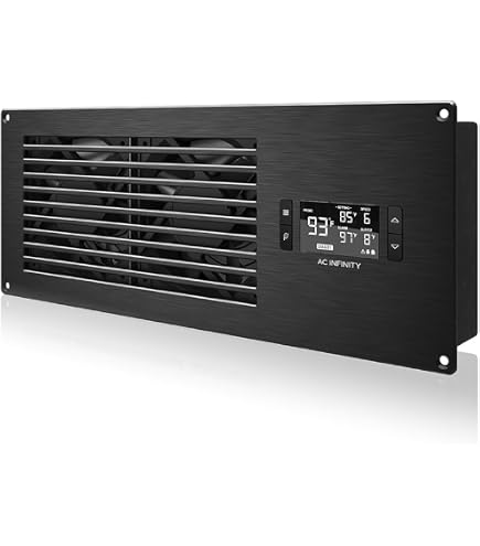AC Infinity AIRPLATE T9 – Stil Ventilatiesysteem Met Thermostaatregeling – Voor AV-kasten En Thuisbioscopen – Type C Stekker