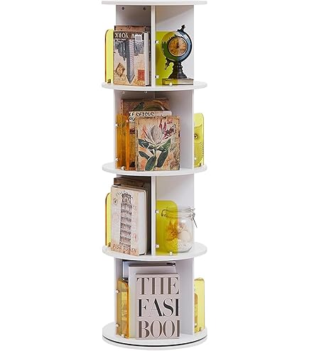 Amazon｜本棚 回転式本棚 360° 無垢材シェルフ 絵本棚 リビング