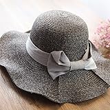 Hatrita-J 日除け帽夏さん新型麦わら?草リボンに沿って砂浜日除け帽60 cm大帽 d