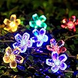 イルミネーションライト ガーデンライト T-SUN ソーラー ストリングライト カラー 屋外 7.6M 30LEDS クリスマスライト 防雨型 明暗センサーライト ガーデンライト 新年 クリスマスツリ