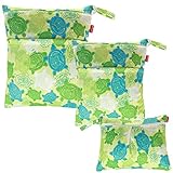 Damero ウェットバック(防水バッグ) 3点セット 可愛い オムツ・おしりふき・着替え・タオル・水着・お風呂用品・食事セット入れ マルチ収納 お出かけ 温泉 スポーツ 大活躍（亀）