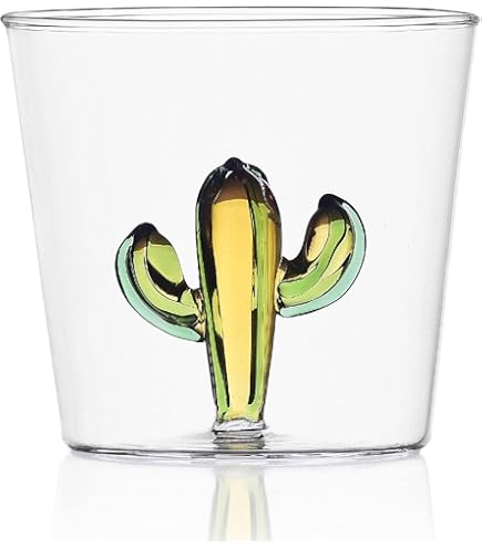 Bicchiere Ichendorf Marine Garden - Vetro Borosilicato, Pesce Giallo E Alga Verde, Fatto A Mano, 35cl