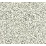 York Wallcoverings Candice Olson Decadence Paradise壁紙、メタリックグレー/ホワイト