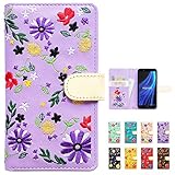 Google Pixel 7a 用 手帳型 ケース カバー Pixel7a ピクセル7a GooglePixel7a スマホケース 手帳型ケース ちょいヌメ花刺繍 パープル