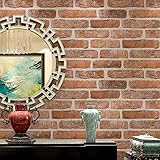 HaokHome 3013 DIYレトロレンガの壁紙赤色煉瓦Brick現実的な壁用トイレ屋内居間 ベッドルーム装飾 53cm×10m(並行輸入品)