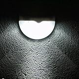 ソーラー6LED昼光色（白色）ライト階段ランプ壁掛玄関庭園灯防滴光センサー自動点灯ライト