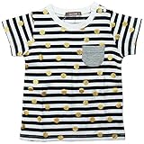 《H28年夏物》 nico hrat(ニコフラート) 製品洗い加工済み 天竺半袖ドットボーダーTシャツ 110cm/BK NO.B-260145